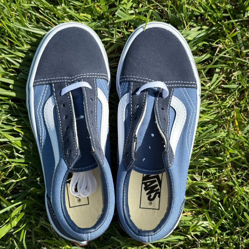 Vans Old Skool Navy Blue Suede Canvas Low Top Skate Shoes Kids Size 1.0 EUC